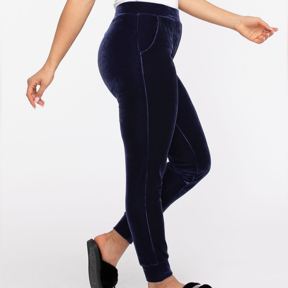 BNWT Cleo Velour Pull-On Jogger in ink (navy) with pockets - Picture 3 of 8